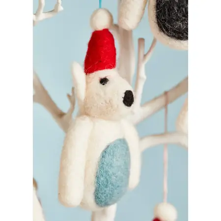 Felt Polar Bear in Santa Hat - image 1