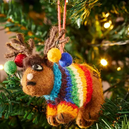 Felt Reindeer in Knitted Wool Jumpeer