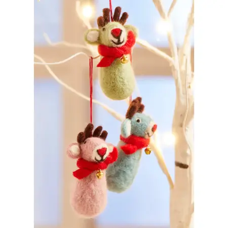 Felt Reindeer with Scarf & Bell - image 1