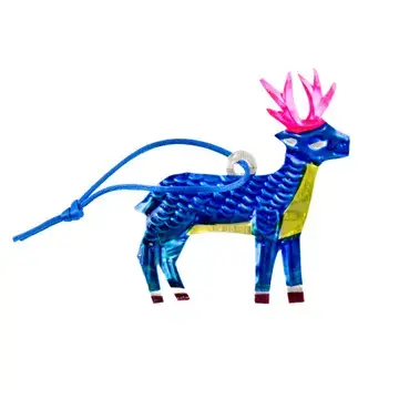 Tin Decoration Blue Reindeer